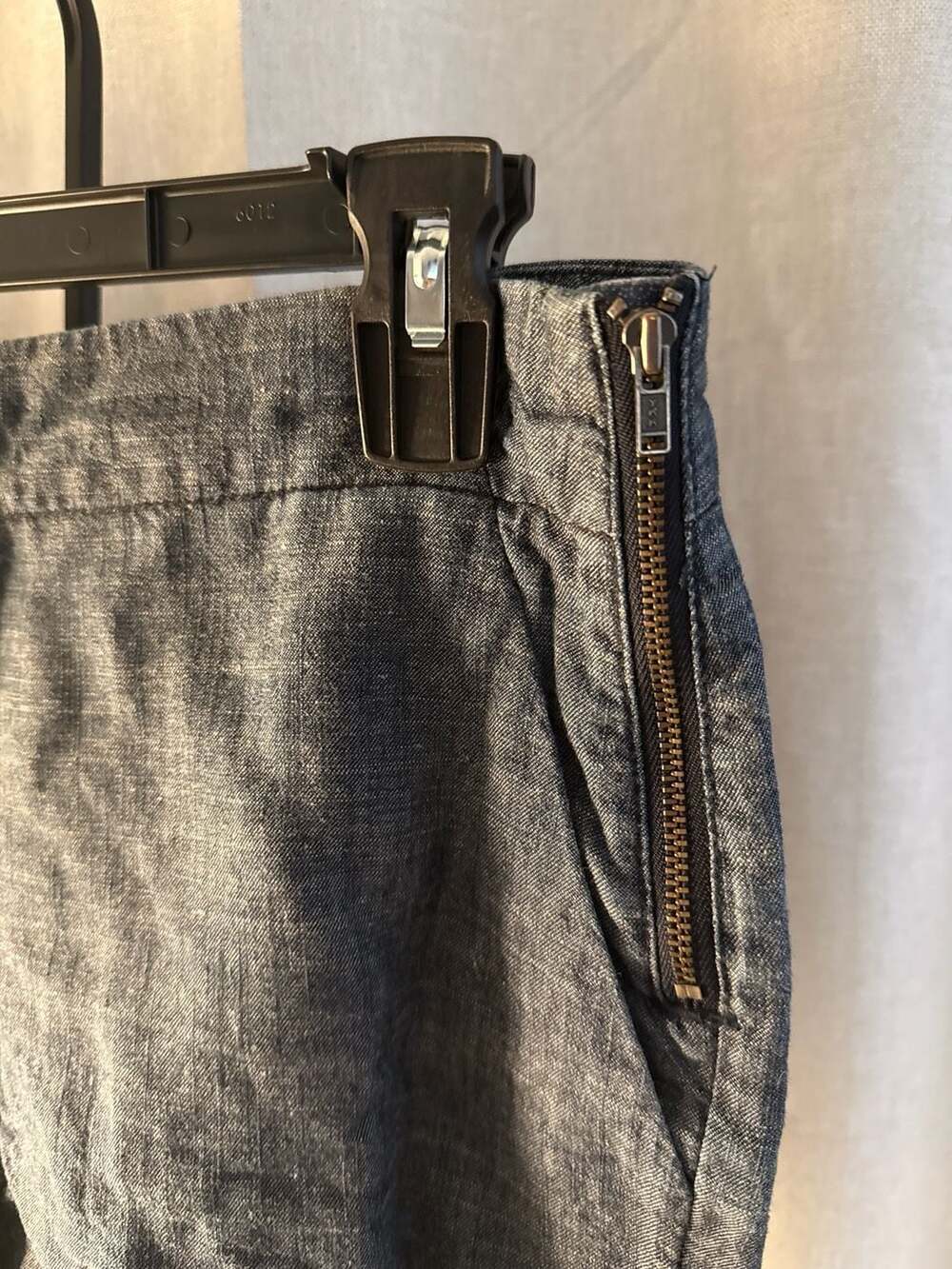 Level 99 Chambray Side-Zip Linen Blend Shorts Blue Size 28 - Picture 2 of 9